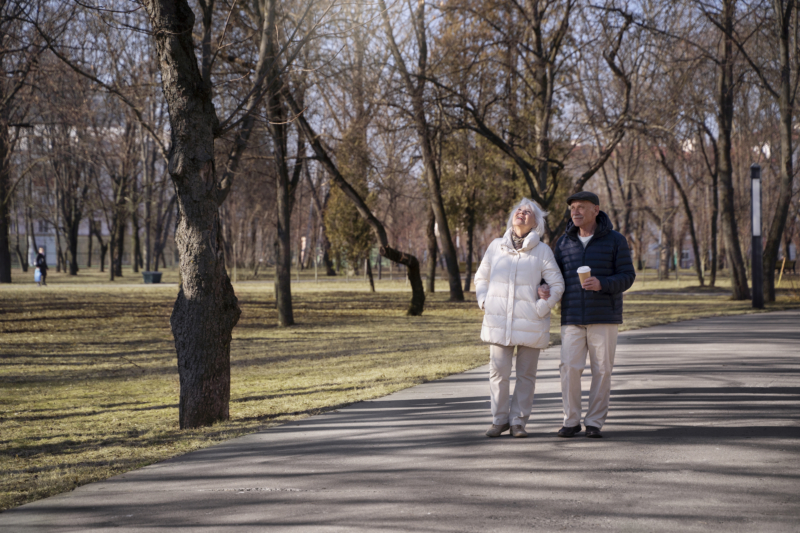 Full Shot Senior People Walking Park